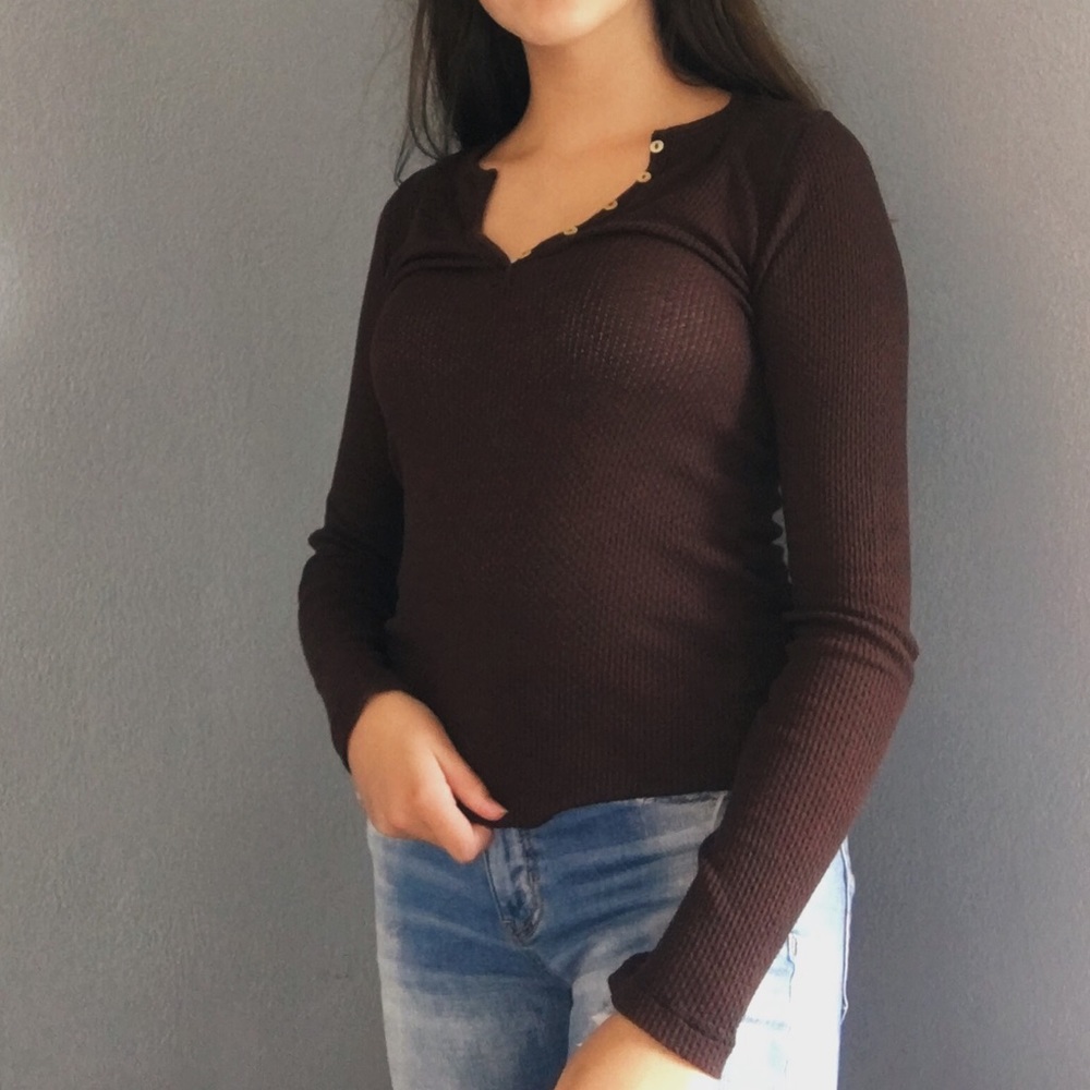 Splendid Brown Long Sleeve Shirt